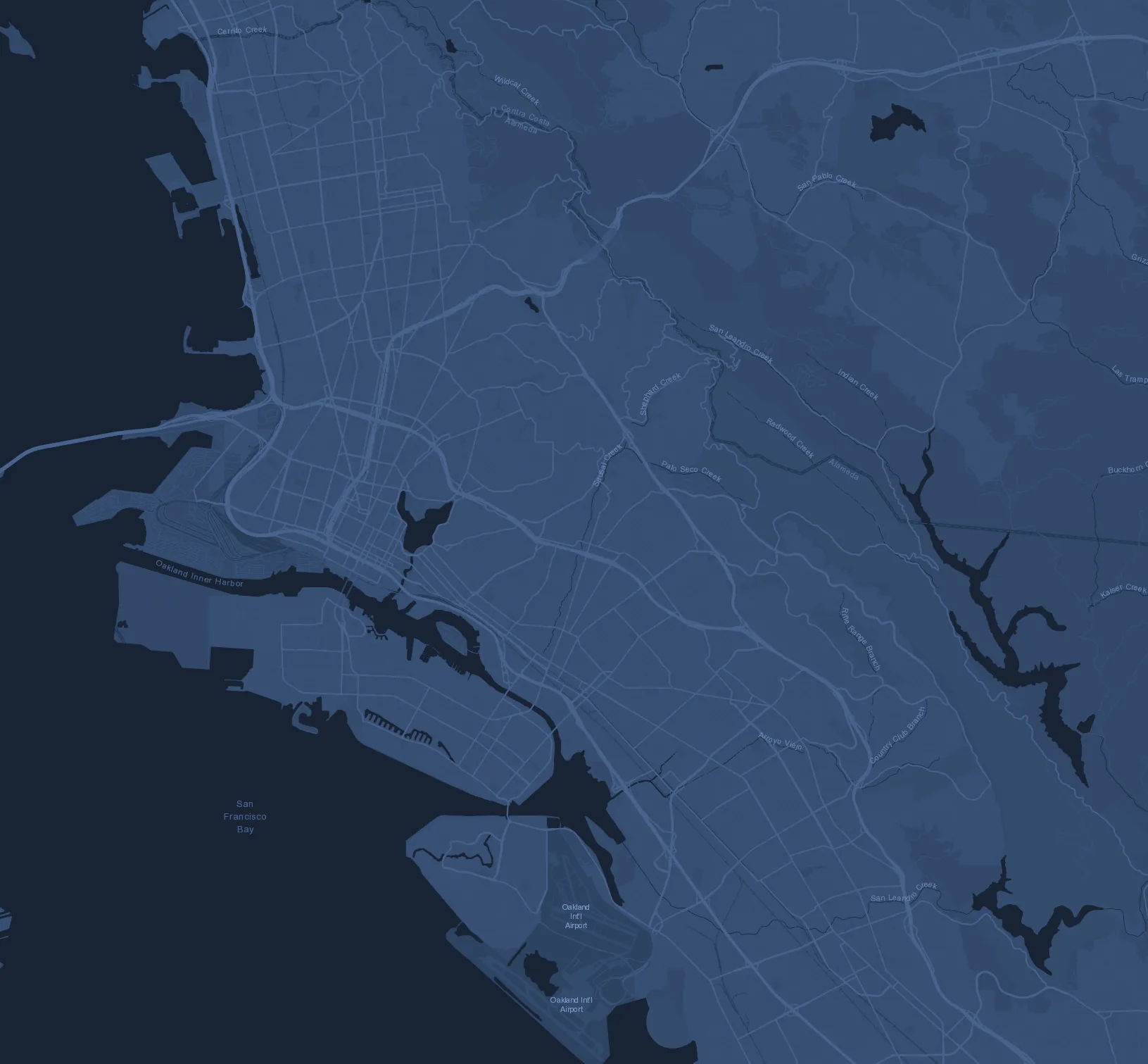Map of Oakland & the inner East Bay coverage